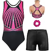 MODAFANS Gymnastics Leotards for Girls With Shorts Tumbling Dance Combined Racerback Activewear 4-13Years