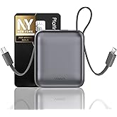 VINKO Small Portable Charger, 22.5W Fast Charging Mini Power Bank 10000mAh with Built-in Cables, Travel Essential USB-C Battery Pack Compatible with iPhone 17/16/15, Samsung S25/24, Android (Gray)