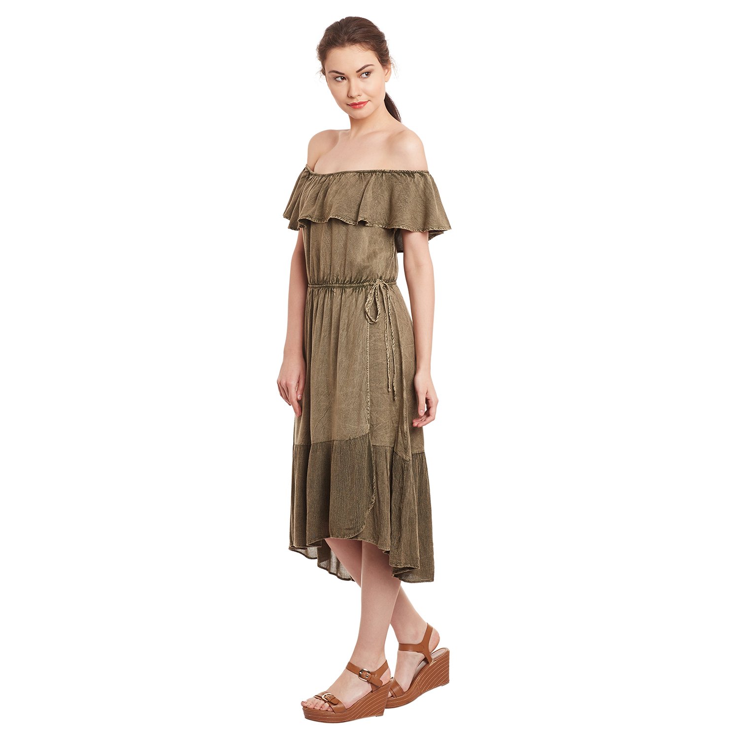 free & young olive coloured dress