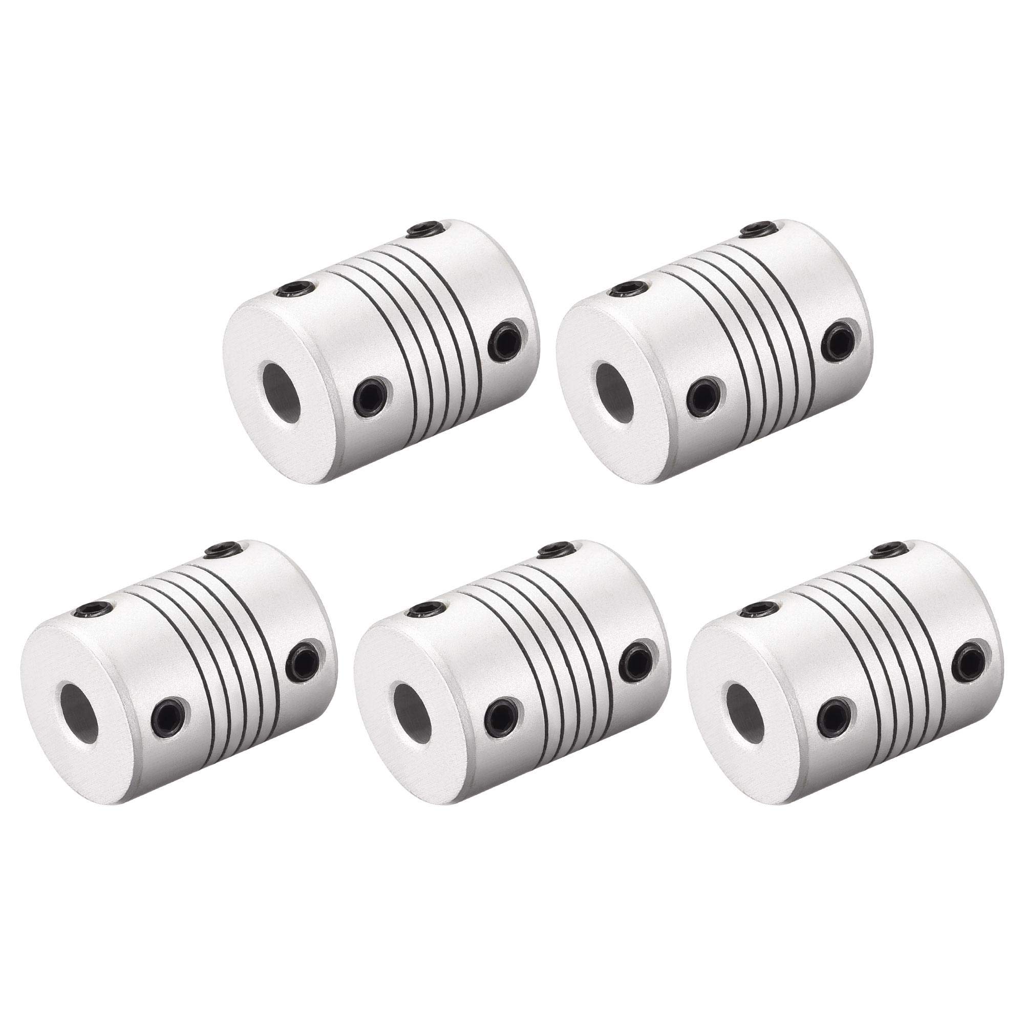 sourcing map 6mm to 8mm Aluminum Alloy Shaft Coupling Flexible Coupler Motor Connector Joint L25xD19 Silver,5pcs