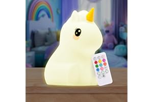Lumipets Remote Control Silicone Night Light for Kids - Unicorn Design with 9 Soft Colors & Sleep Timer - Rechargeable, Battery-Operated Lamp for Bedroom | Baby Nursery, Toddler, Girls, Boys