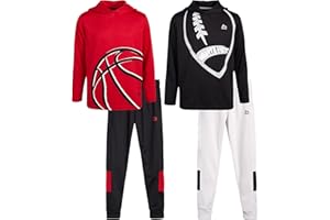 RBX Boys Tracksuit Set - 4 Piece Pullover Thermal Boys Hoodie Sweatshirt and Tricot Jogger Sweatpants Outfit (Sizes 8-12)
