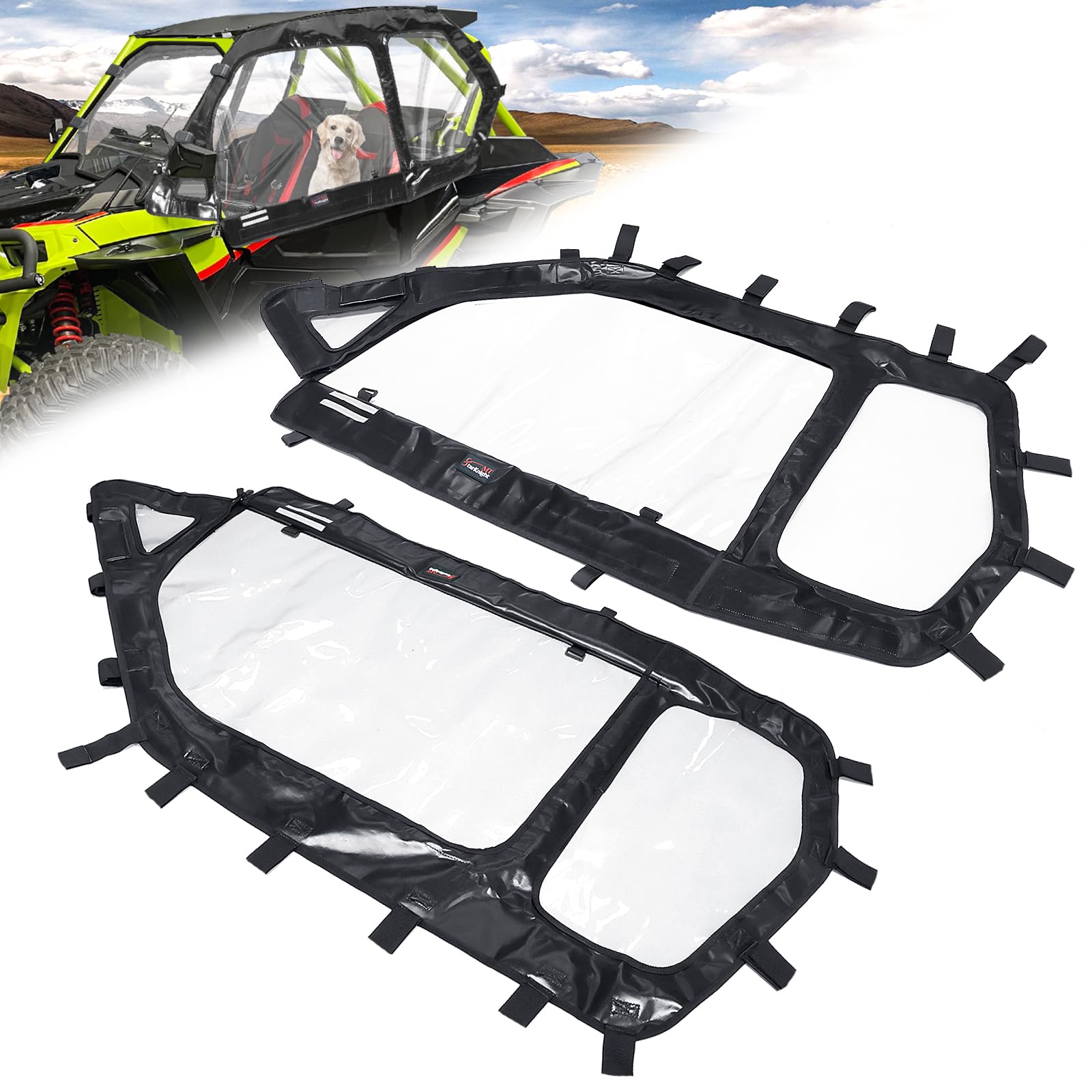 Photo 1 of StarknightMT RZR 1000 XP Cab Enclosure Upper Doors, RZR 2 Seat Soft Side Windows With Zipper Vent Compatible With Polaris 2014-2023 RZR 1000 XP/900/XP TURBO/S 1000 RZR 1000 XP Accessories