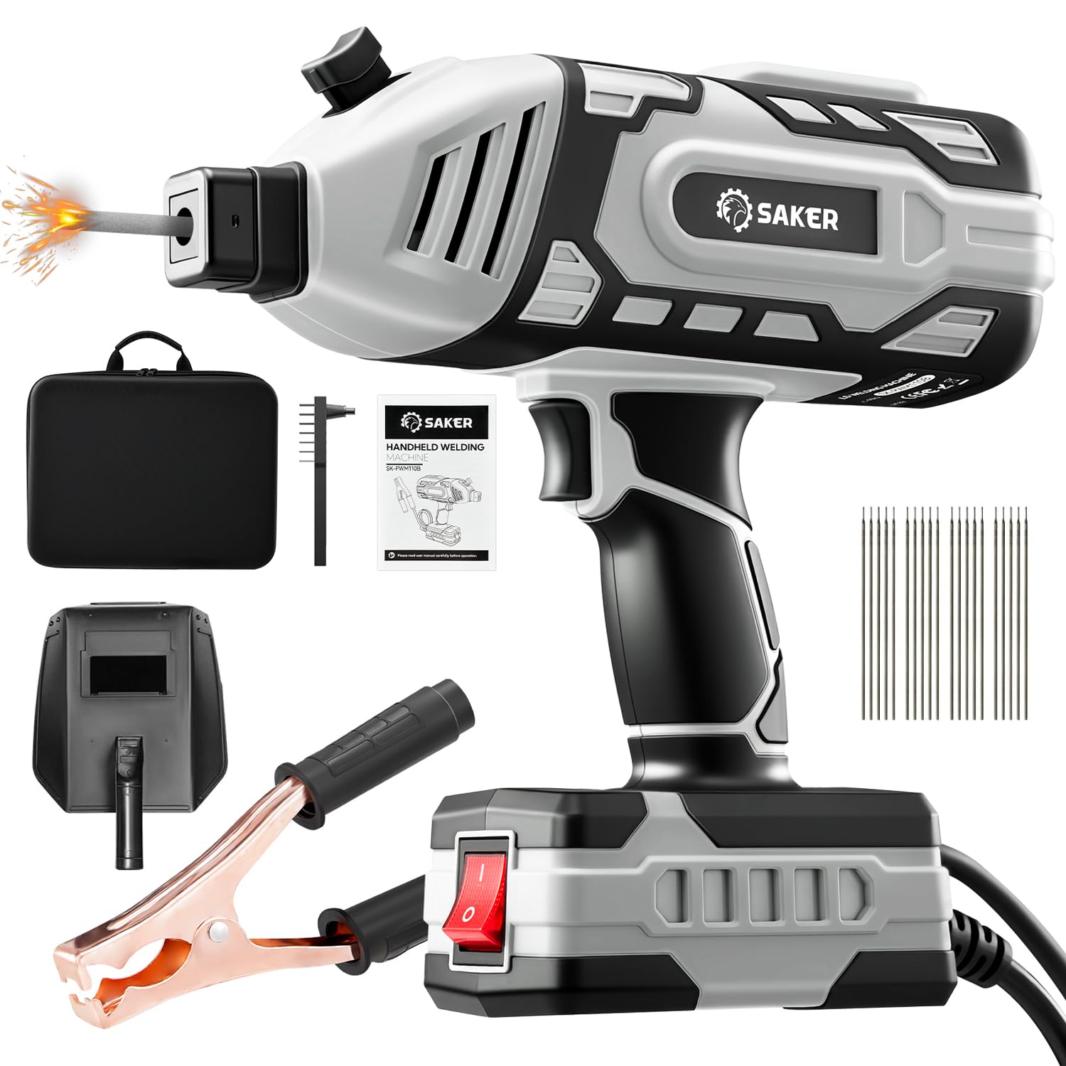 Photo 1 of Saker Portable Electric Welding Machine,110V Portable Welder Handheld with IGBT Inverter 5 Variable Current Adjustment, ARC Welder Gun, Fits for 3/32" Wire Rods (Grey)