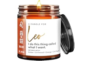 WAX & WIT Leo Candle – Zodiac Candle for Women, Astrology Gifts, July & August Birthday, Leo Zodiac Gifts – 9oz