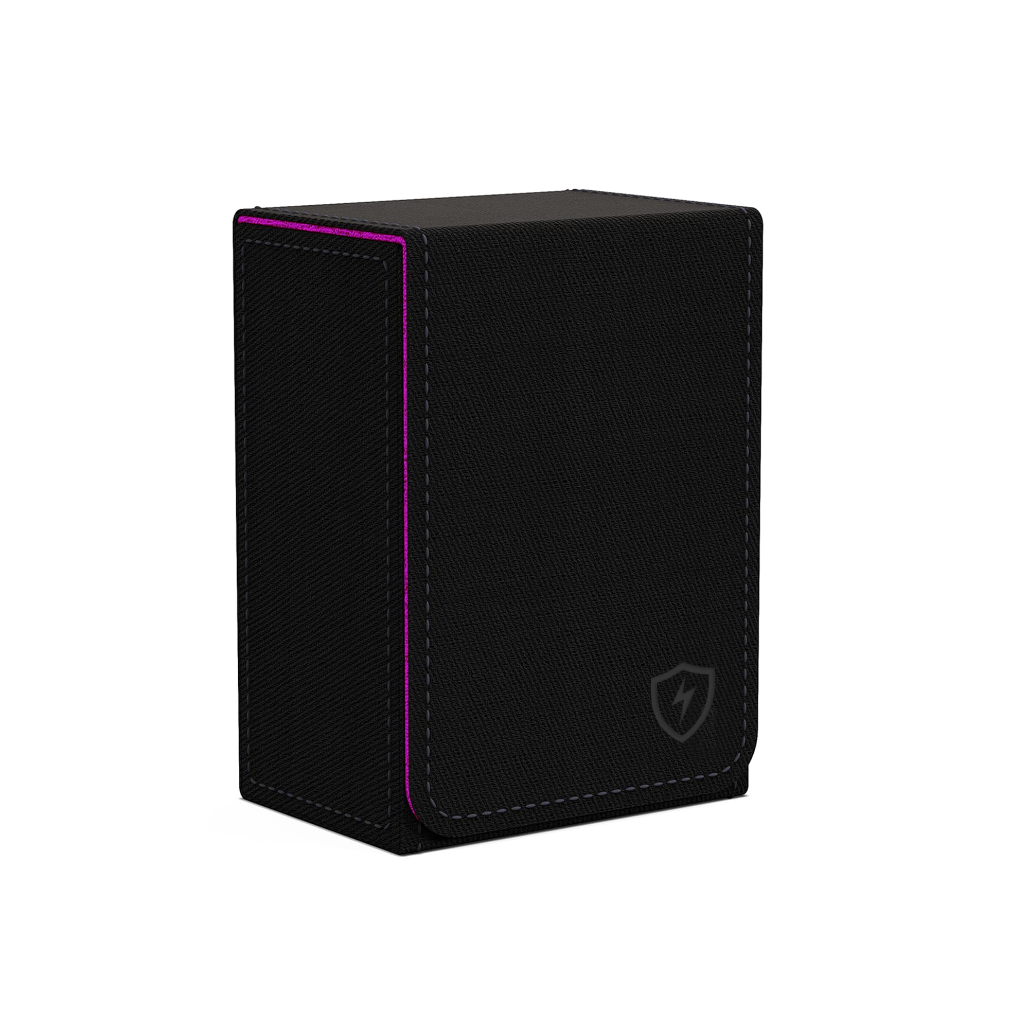 Boltquan Double-Decker Leather Card Case – Premium Holder for Two Poker Card Sets – Stylish Design with Secure Closure (Black-Purple)