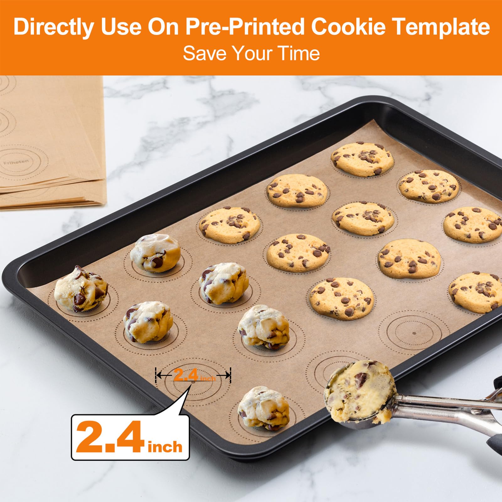 Macarons Cookie Parchment Paper Sheets Template, Pre-cut Circle Printed Half Sheet Parchment Baking Paper sheet, Non-Stick & Easy Clean unbleached Parchment Paper Sheets for Baking,100 Sheets