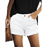 luvamia Jean Shorts for Women Trendy Mid Rise Stretchy Cut Off Denim Shorts Distressed Frayed Summer Casual Non Ripped