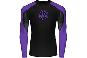 Runhit Men's BJJ Rash Guard Jiu Jitsu Compression Shirts Long Sleeve for MMA No GI Wrestling Grappling Sports Base Layer