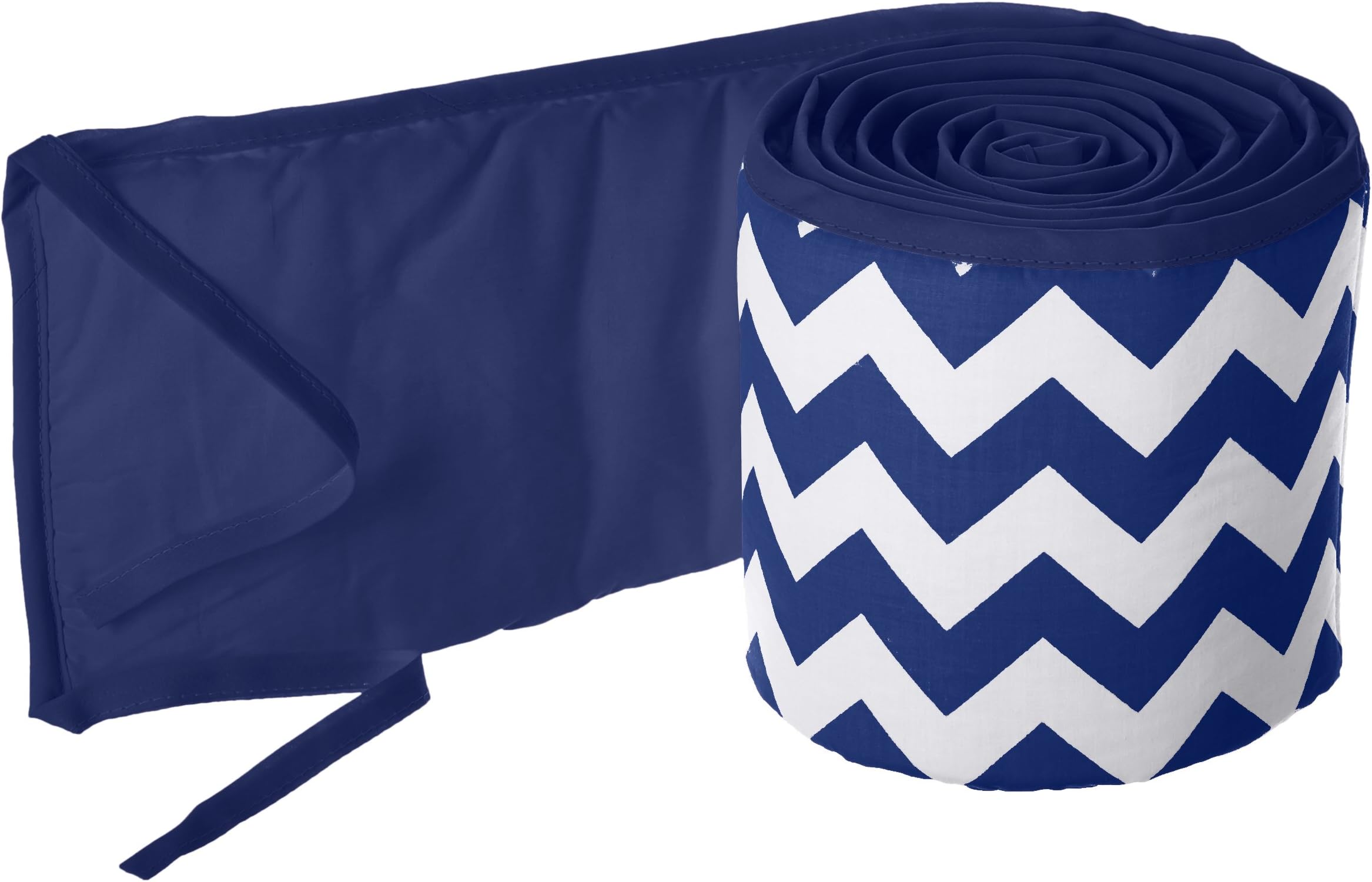 Babykidsbargains Chevron Cradle Bumper, Navy, 15" x 33"