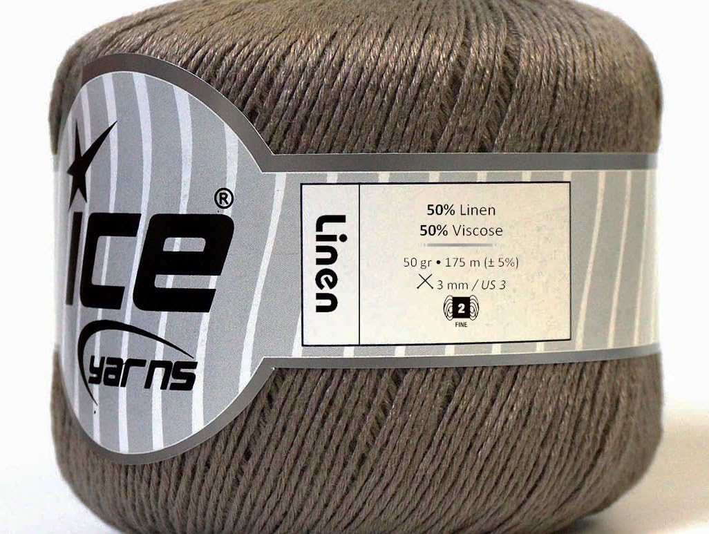 Lot of 6 Skeins Ice Yarns LINEN (50% Viscose) Hand Knitting Yarn Camel Brown