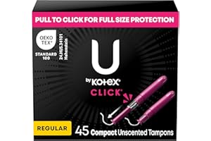 U by Kotex Click Compact Tampons, Regular Absorbency, Unscented, 45 Count