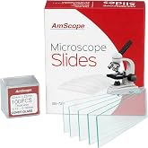 AmScope 72 Blank Microscope Slides and 100 Cover Glass, 22x22mm | 72 Pre-Cleaned Blank Slides &amp; 100 Square 22mm x 22mm Cover Glass, Ready for Specimen Preparation, Professional Grade