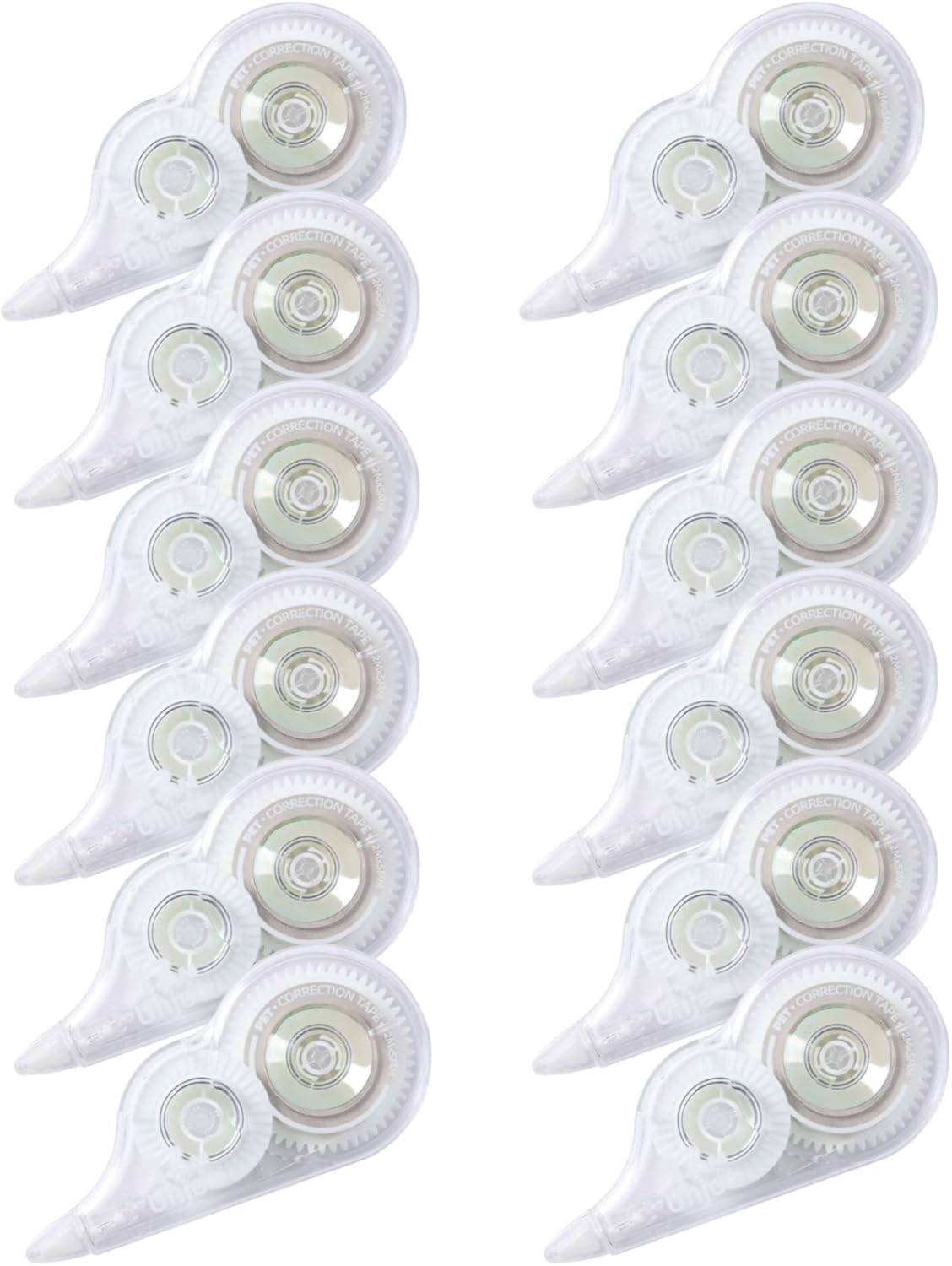 Unjoo Whiteout Correction Tape, 39.3feet x 1/5inch, Instant Corrections, Easy To Use Applicator, For school, Office Administration, Crafting, Note Taking, Bullet Journal, Scrapbooking (12-pack, Clear) : Office Products