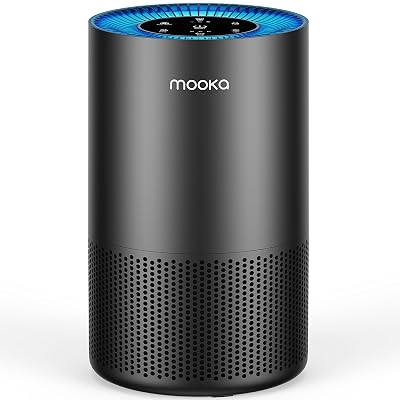 Air Purifiers for Home Large Room Pets Up to 1300 Sq Ft, MOOKA H13 True HEPA Air Purifier Cleaner with 360° Air Inlet, Fragrance, 13dB Air Purifier for Bedroom Wildfire Smoke Pet Dust Pollen (Black)