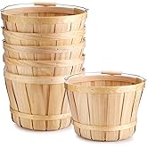 6 Pack 11 x 6.7'' Large Round Wooden Baskets with Handles, Handmade Wood Basket, Bushel Baskets, Farmers Market Baskets, Apple Baskets, Wooden Baskets for Indoors Outside Personal or Commercial Use