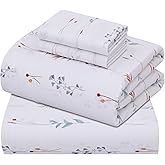 ZOYER 100% Cotton Sheets – Queen Size Percale Bedding, Cooling & Breathable, Durable with a Crisp, Soft & Comfortable Feel, 16" Deep Pocket, 4-Piece Set, Fairy Meadows