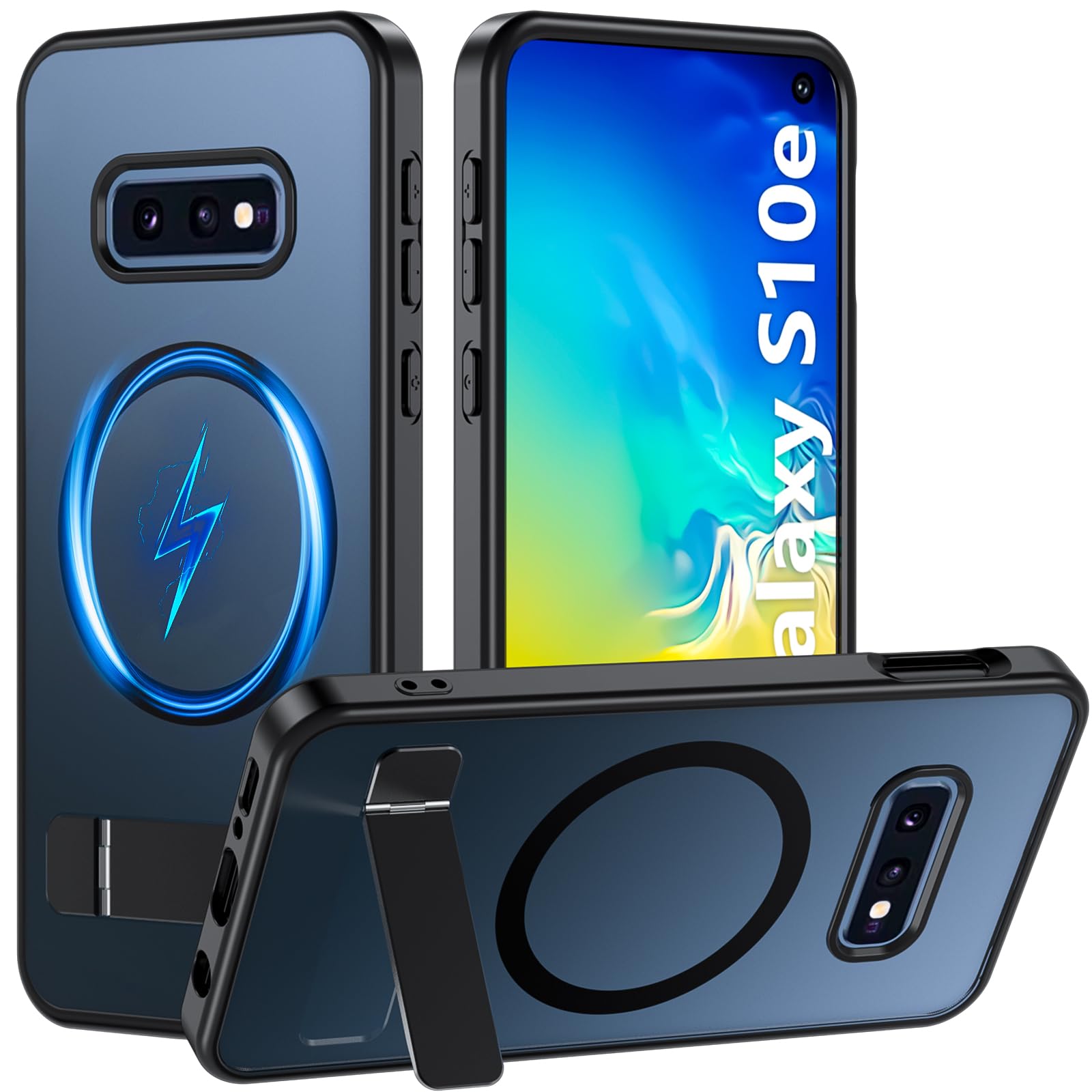 Photo 1 of BESINPO Magnetic Case for Samsung Galaxy S10e, [Built-in Invisible Kickstand][Military Grade Shockproof] Slim Translucent Matte Phone Case for Galaxy S10e 5.8 inch (Black)