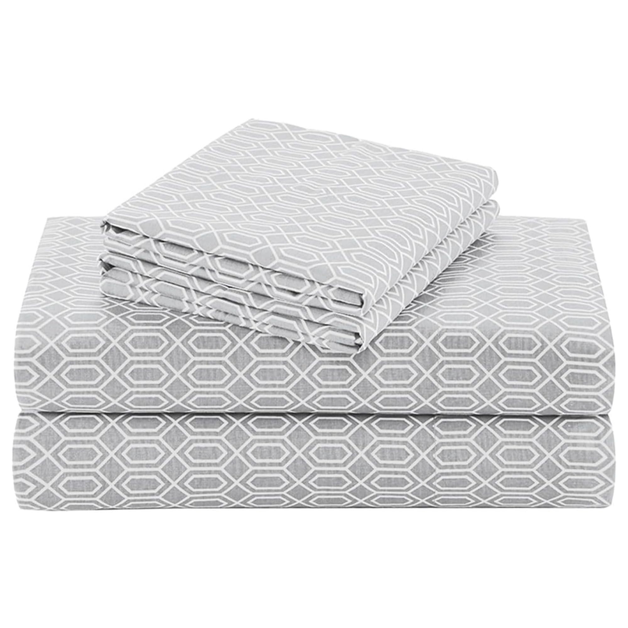 Photo 1 of Comfort Spaces 100% Cotton Sheet Set Breathable, Lightweight, Soft with 14" Elastic Pocket Fits up to 16" Mattress, All Season Cozy Bedding, Matching Pillow Case, Full Diamond Taupe 4 Piece