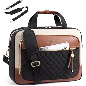 LOVEVOOK Laptop Briefcase for Women, Computer Messenger Shoulder Bags | Fits 15.6 or 17.3 Laptop, Waterproof, Long Strap, Dia