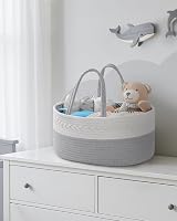 Maliton Rustic Chic Diaper Caddy Cotton Rope Grey 3 Compartments view 4