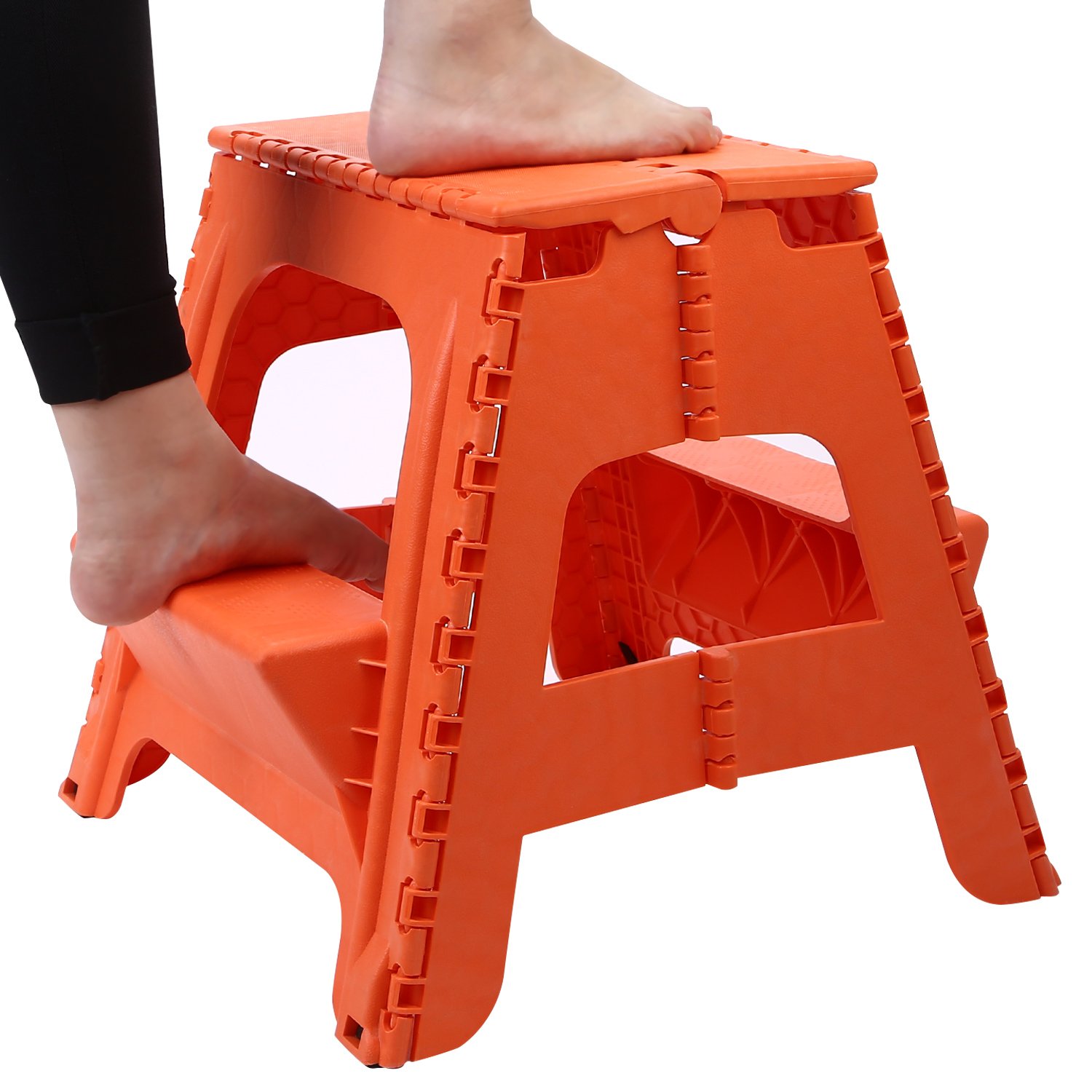 Maddott Two Step Ladder Durable Plastic Folding Stool 15 Inches Holds Up To 350 Lbs Orange Red Stool On Galleon Philippines