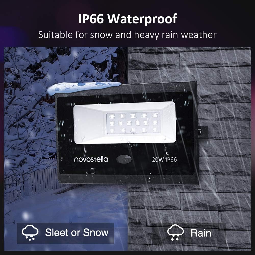 Novostella 2 Pack 20W RGB LED Flood Light, 44 Keys Controller, 20 Colors 6 Modes, Dimmable Color Changing Floodlight, IP66 Waterproof, Wall Washer Lights, Outdoor Garden Stage Landscape Lighting: Home Improvement