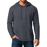 August Alley Men's Big and Tall Hoodies Sweatshirts Long Sleeve Waffle Knit Casual Pullover Drawstring Shirts with Pocket