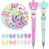 40 Pcs Focal Beads for Pens Acrylic Bow Beads Cute 3D Bow Focals for Beaded Pens Charms for Jewelry Making Bracelet DIY Earrings Necklace Crafts Charms Lanyard Supplies