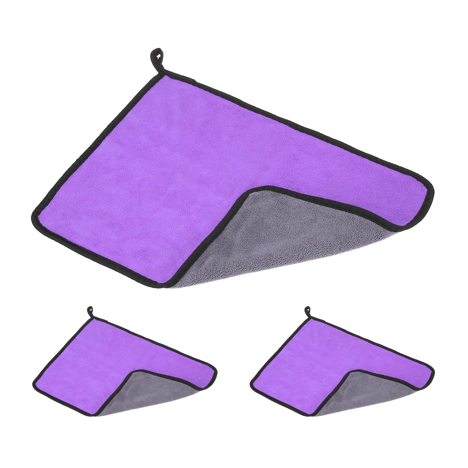 PATIKIL 11.8x15.7 Inch Billiard Cue Towel, 3 Pack Pool Cue Cleaner Shaft Cloth Coral Fleece for Snooker Pole Pool Table Cue Accessories, Purple & Grey