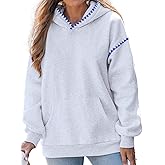 popvil Womens Oversized Hoodies Fleece Cute Sweatshirts Long Sleeve Pullover Tops with Pocket Casual Fall Winter Clothes