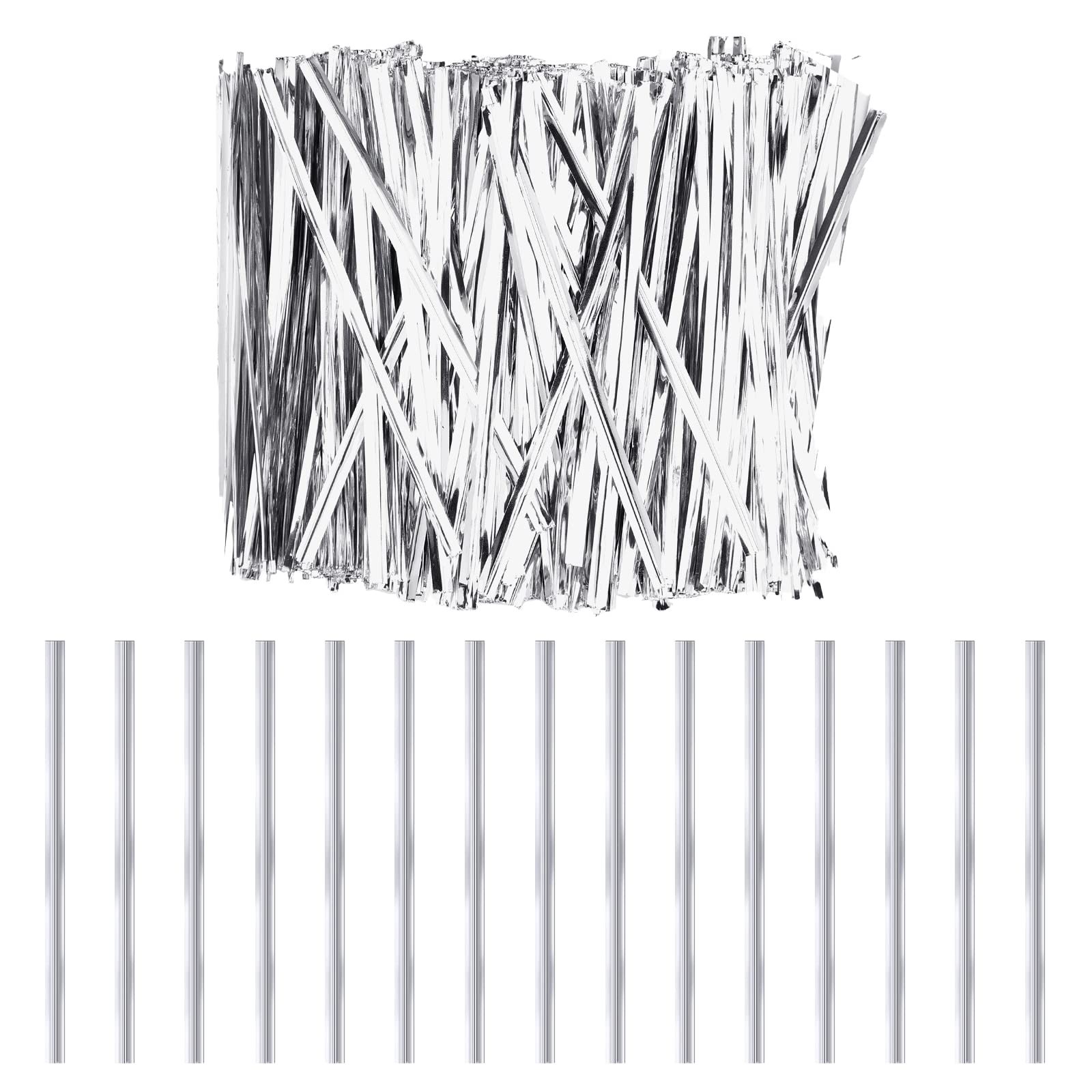 LUTER White Paper Twist Ties Reusable Bag Ties Paper Twist Ties Candy Snacks Cake Party Supplies (750pcs/Silver) Christmas Atmosphere