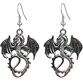 QUPENGXU Unique animal dinosaur earrings Gothic Dragon Drop Earrings For Women