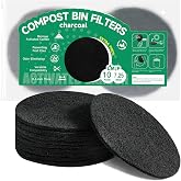 LMJP 7.25 Inch Charcoal Filters 10-Pack for Odor Absorption Replacement | Kitchen Countertop Compost Bins Filters, Extra Thick 0.3", Long Lasting Activated Carbon, Universal Round for Compost Buckets