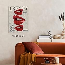 Trendy Y2k Newspaper Wall Art Vintage Red Lips Kiss