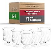 Smarty Had A Party Elegant 8 oz Plastic Wine Glasses with Stem – 4" Tall Disposable Water Goblets Bulk for Wedding, Wine Tasting & Cocktail Glasses Disposable Classy – BPA Free for Parties and Events