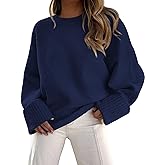 PRETTYGARDEN Women's Fall Oversized Sweaters Casual Crewneck Pullover Long Sleeve Fuzzy Chunky Knit Tops Blouse