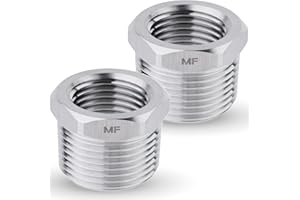 MAACFLOW Stainless Steel 3/4" Male NPT to 1/2" Female NPT Adapter Reducer Hex Bushing (Thread OD 0.90" - ID 0.72") (pack of 2)