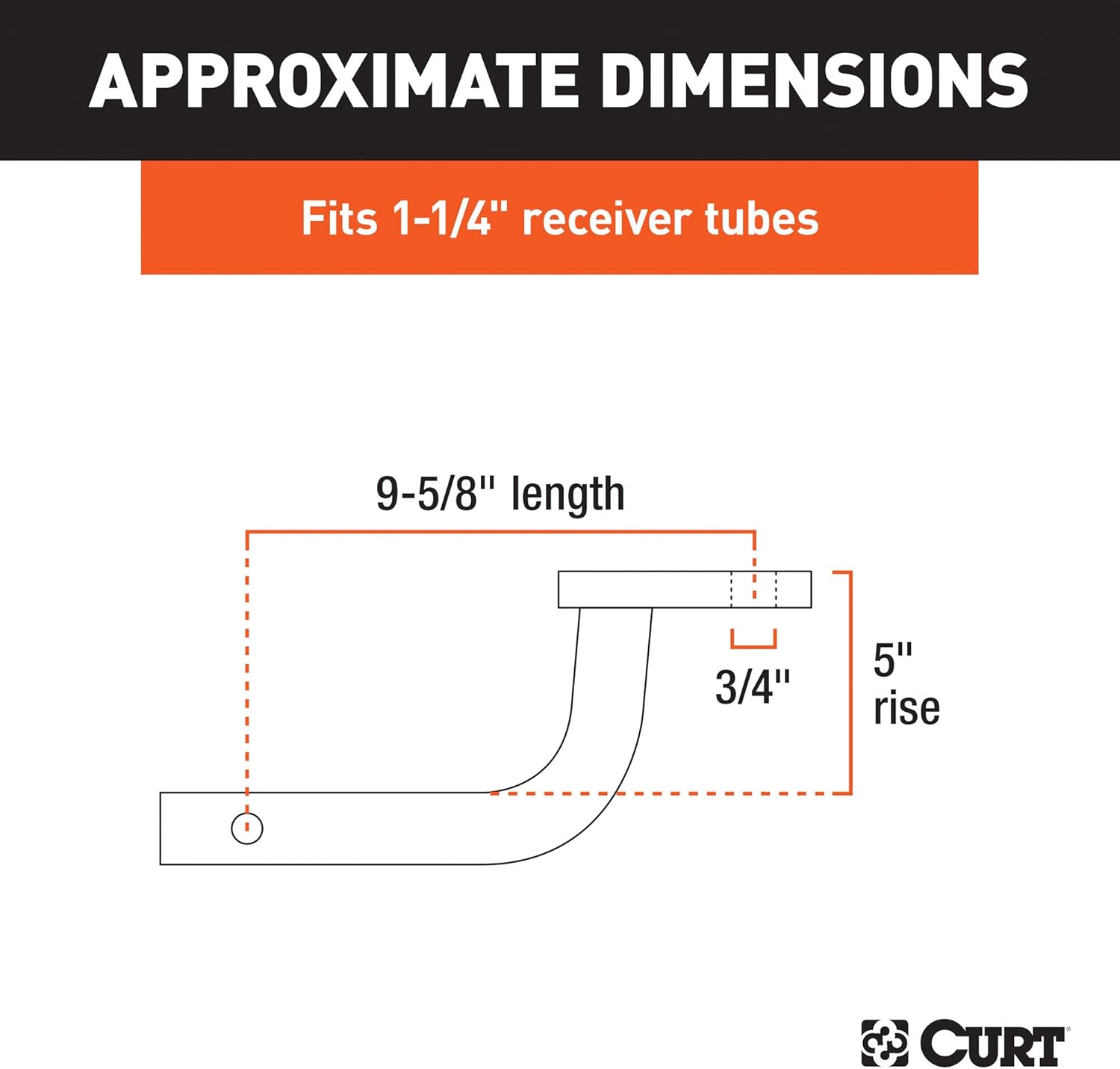 CURT 45014 Class 2 Trailer Hitch Ball Mount, Fits 1-1/4-Inch Receiver, 3,500 lbs, 3/4-Inch Hole, 5-Inch Rise: Automotive