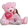 MaoGoLan Giant Teddy Bear 5ft - I Love You Red Heart Big Pink Stuffed Animal - Jumbo Valentines Teddy for Girlfriend, Boyfriend, Wife, Lover - Anniversary, Birthday