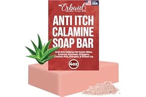 ERBAID Calamine Soap Bar for Itching – All Natural Instant Itch Relief – Calming Calamine Soap for Itchy Skin, Insect Bite, Eczema, Poison Ivy Rash, Chicken Pox – Pure Raw Anti-Itch Body Wash Made in USA