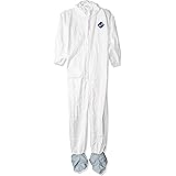DuPont TY122S Disposable Elastic Wrist, Bootie & Hood White Tyvek Coverall Suit 1414, Large
