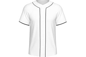Lalkllo Men Baseball Jersey Solid Shirts Plain Casual Button Down Short Sleeves T-Shirt Sports Uniform S-2XL