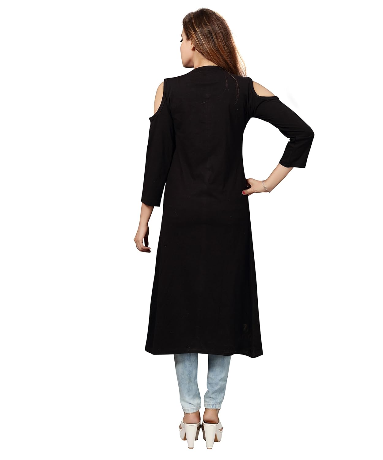 bfly women's viscose cold-shoulder long shrug-pack of 2 (grey & black)