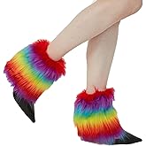 RECECASA Faux Fur Leg Warmers for Women, Fluffy Boot Cuffs Covers for Halloween, Christmas,Furry Costume Cute Cosplay