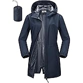 Outdoor Ventures Women's Waterproof Long Rain Coats Packable Lightweight Rain Jacket With Hood Windproof Trench Coats