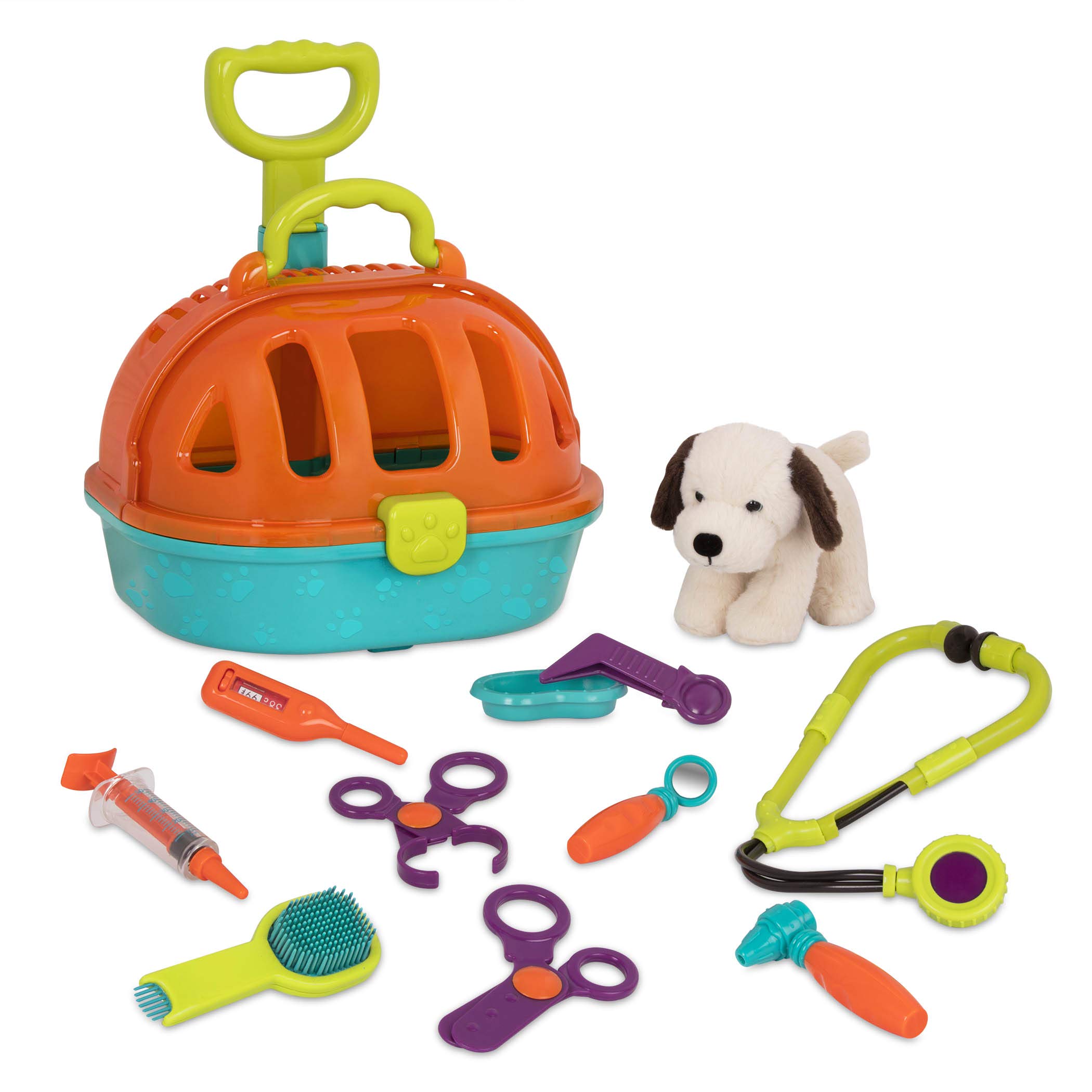 Battat – Rolling Pet Carrier – Plush Dog Toy – Animal Hospital Playset – Pretend Vet Kit For Toddlers – 2+ Years – Pup & Go Vet Carrier