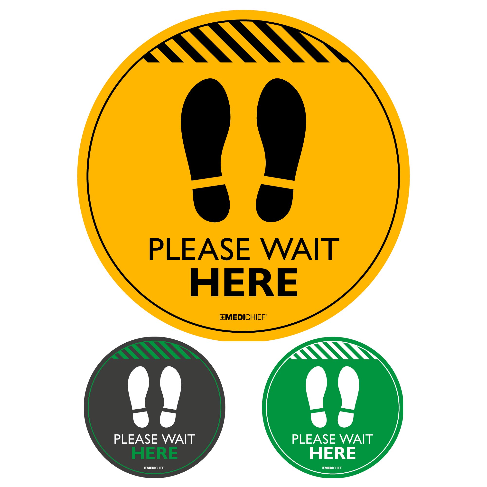 Medichief MFGY2 PLEASE WAIT HERE' Self Adhesive Floor Stickers Yellow