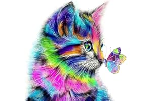 ifymei Paint by Numbers for Kids and Adults Beginner, DIY Gift Canvas Painting Kits for Boys and Girls, 16x20 Inch Colorful Cats and Butterflies [Without Frame]