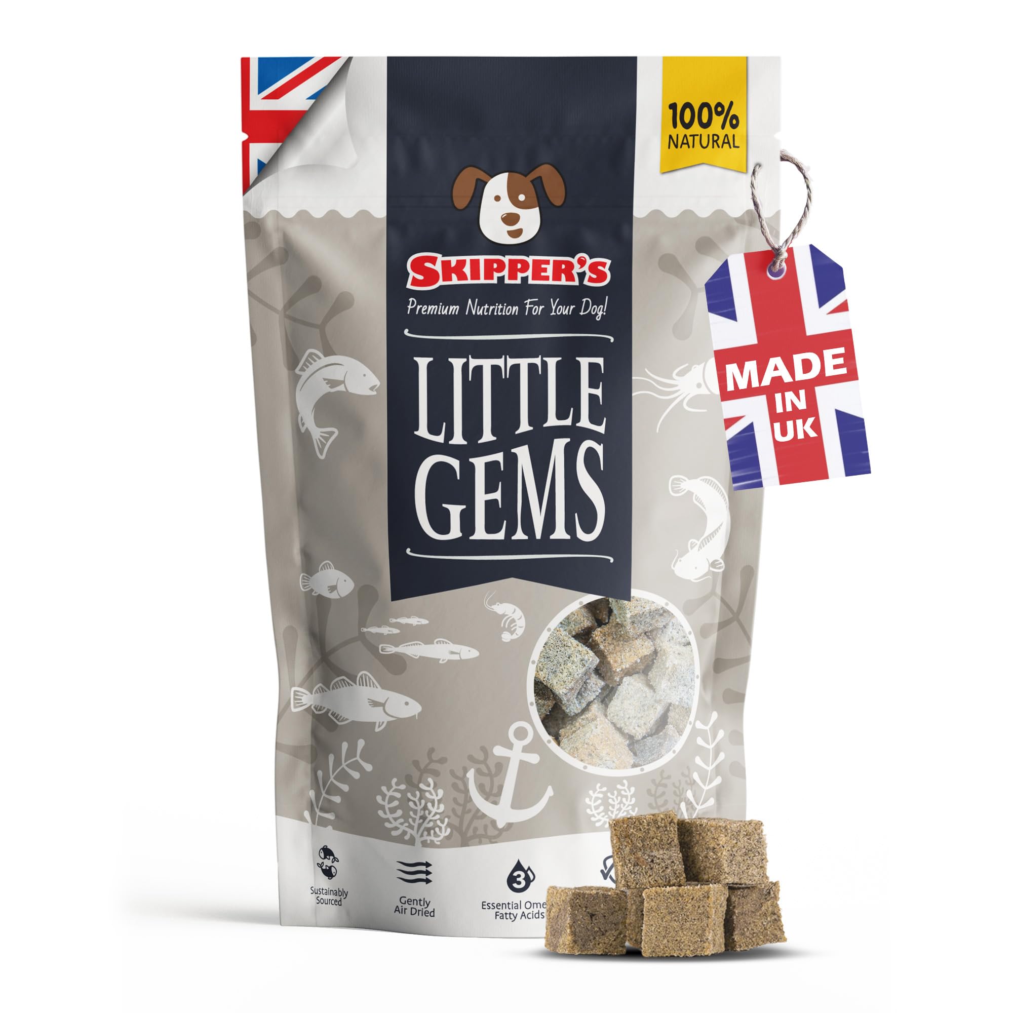 SKIPPER'S Little Gems Gently Air-Dried Training Treats for Dogs & Puppy's 250gm - 100% Fish Skin - Hypoallergenic - Grain Free & Extremely Healthy